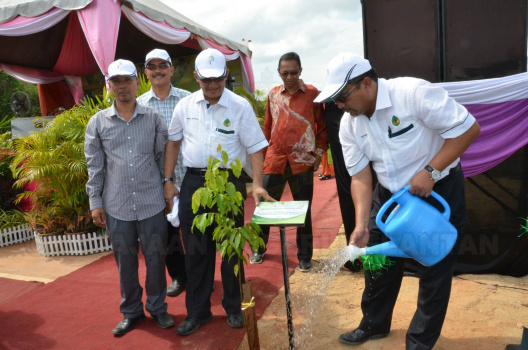 Tuan Haji Zahari B. Ibrahim Menyiram Pokok Yang Telah Ditanam