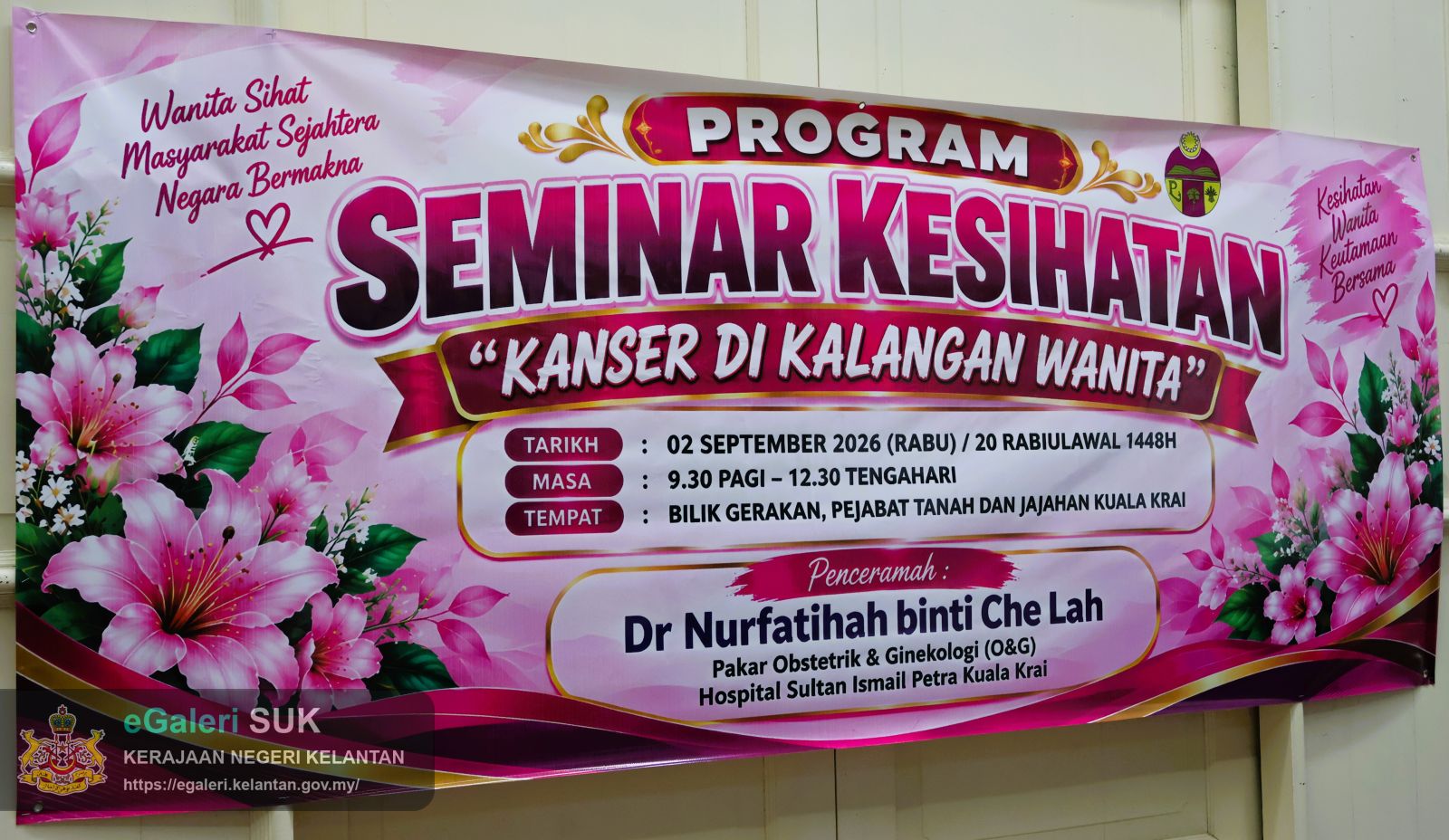 SEMINAR KESIHATAN KANSER DI KALANGAN WANITA PROGRAM PUSPANITA JAJAHAN KUALA KRAI